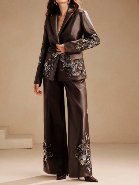 Solid Color Diamond Lasel Leather Suit(Free shipping)