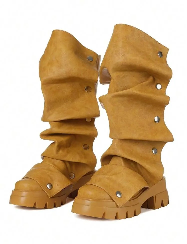 Fashionable Women's Mid-calf Loose Boots