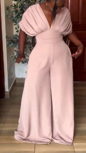 Pink Fitted Jumpsuit