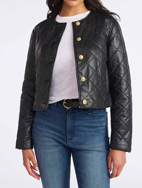 Women's Faux Leather Quilted Jacket