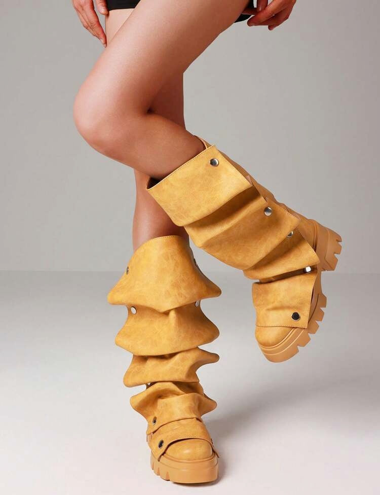 Fashionable Women's Mid-calf Loose Boots