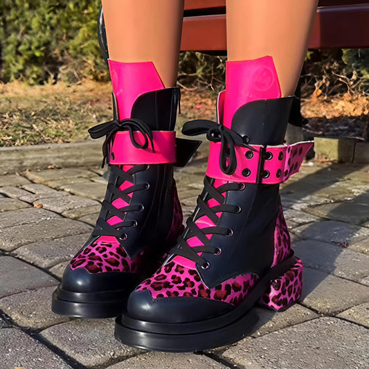 Leopard-Print Buckle-Heeled Booties