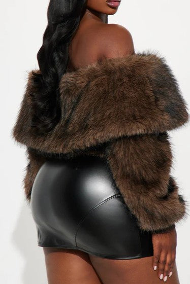 Faux Fur Off Shoulder Top