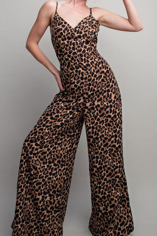 Leopard Print Wide-leg Bodysuit