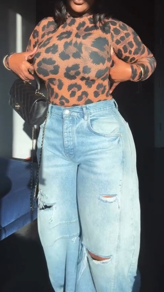 Leopard Print Elastic Top