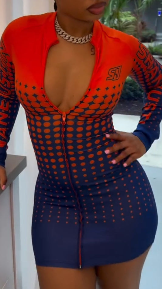 Tights V-neck Zipper