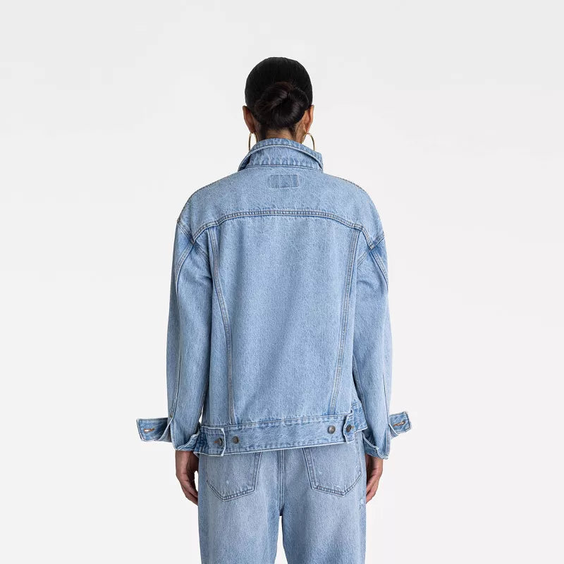 Asymmetric Neckline Denim Jacket