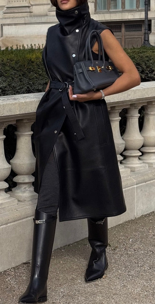 Temperamental Faux Leather Long Skirt