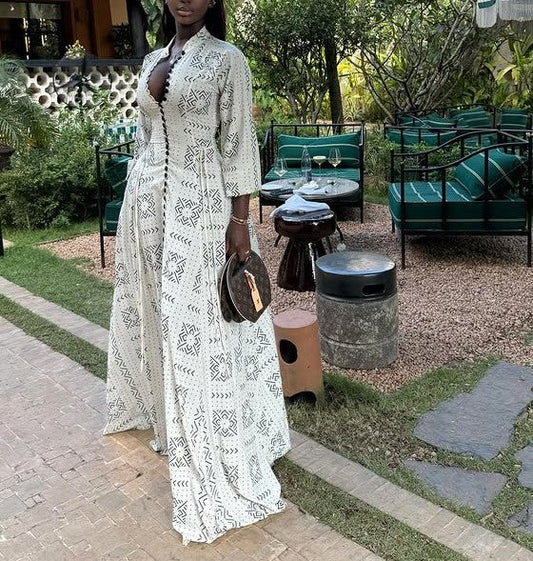 White Printed Maxi Skirt