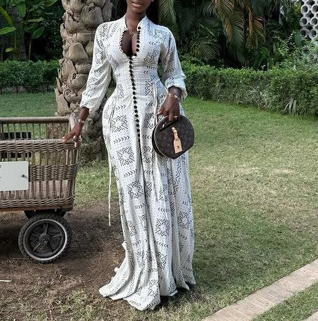 White Printed Maxi Skirt