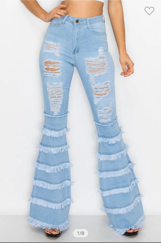 Light Wash High-rise Flared Jeans