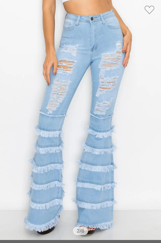 Light Wash High-rise Flared Jeans