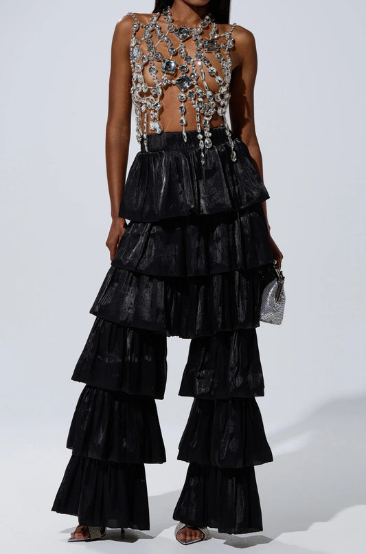 Black Ruffled Trousers