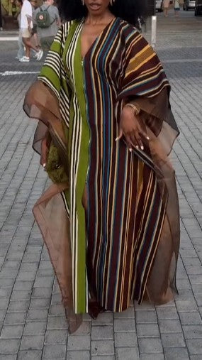 Modern Striped Color-blocked Dress