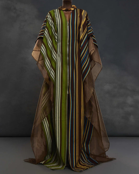 Modern Striped Color-blocked Dress