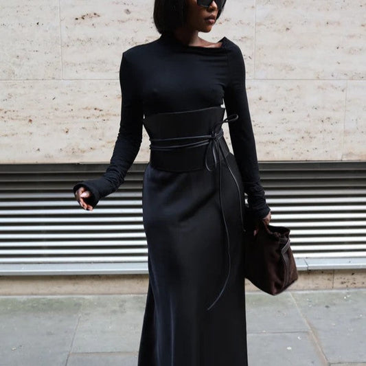 Elegant Bias Cut Satin Maxi Skirt Set