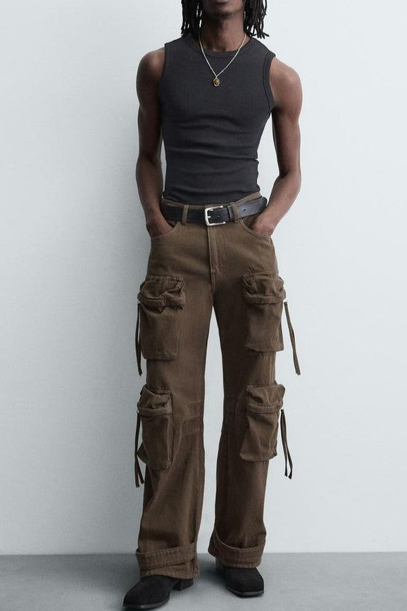 Denim Work Pants With Pockets