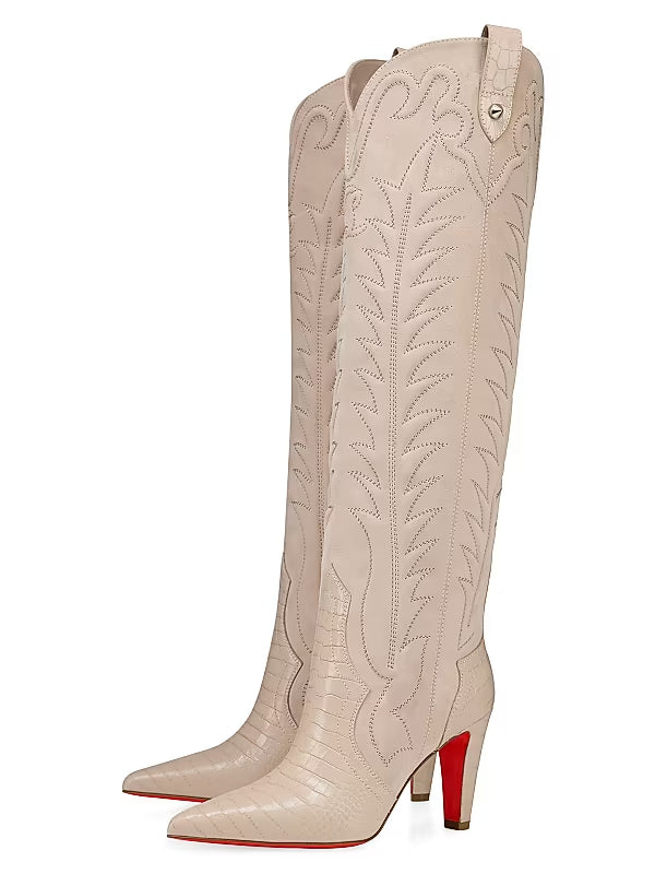 85MM Leather Boots (Nude)