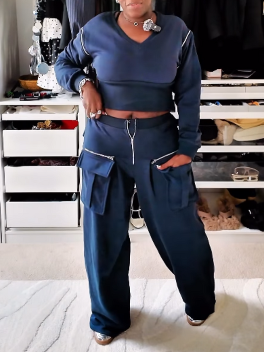 Zipped Pocket Detail Sport Suit