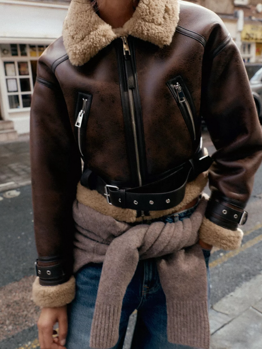 Lambskin Retro Leather Coat（Free shipping）