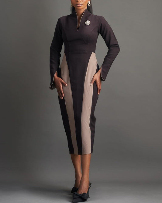 Black Color-blocked Dress