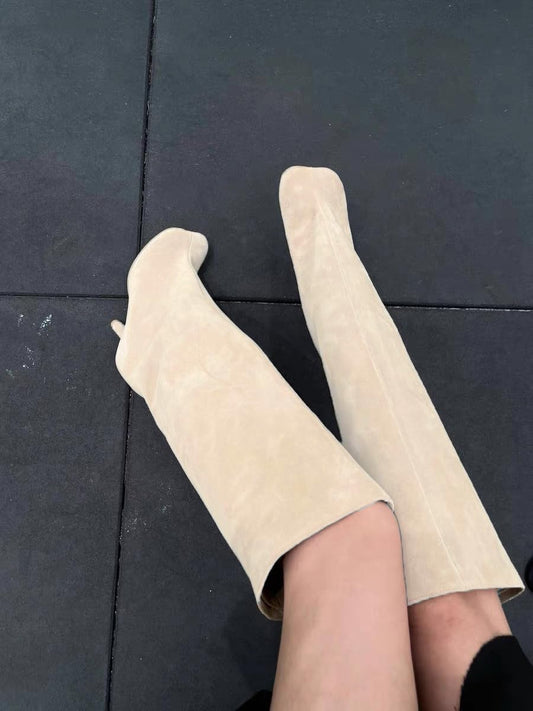 Women's Over-the-knee boots, Long Plush Square-toe Ankle Boots