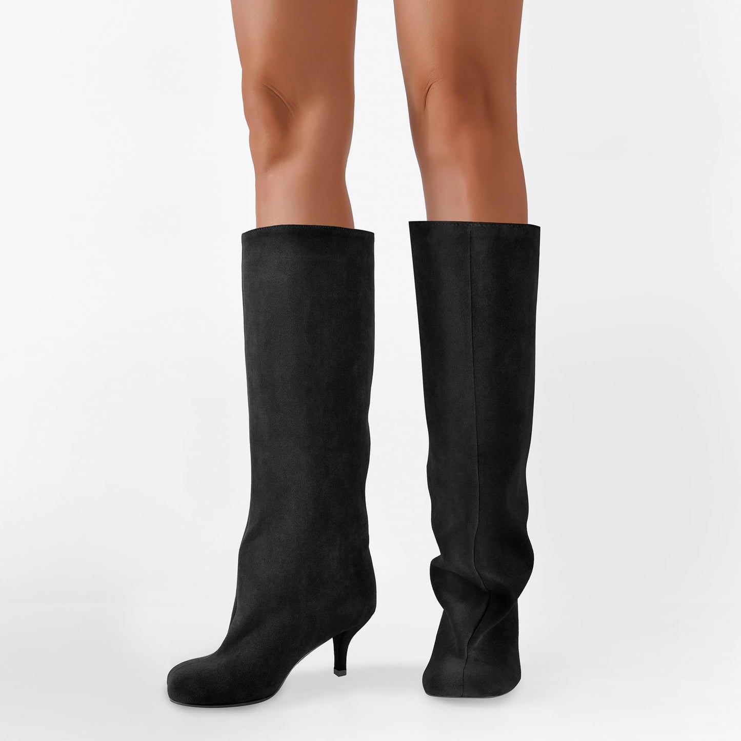 Women's Over-the-knee boots, Long Plush Square-toe Ankle Boots
