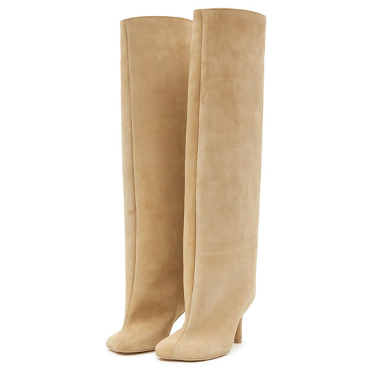Women's Over-the-knee boots, Long Plush Square-toe Ankle Boots