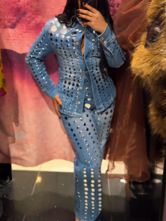 Studded Denim Suit