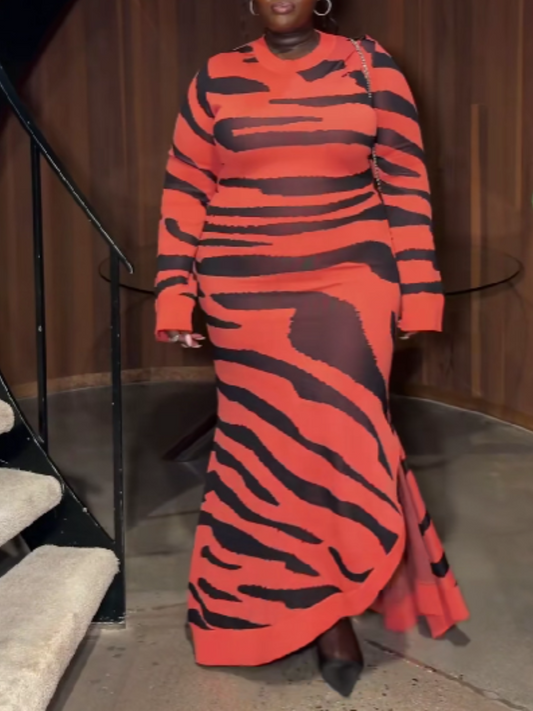 Irregular Pattern Split Dress