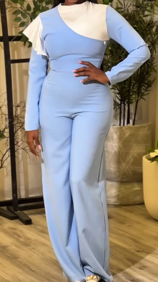 Blue Lace Jumpsuit Autumn New