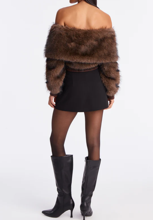 Faux Fur Off Shoulder Top