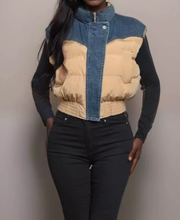 Denim Bomber Vest Jacket