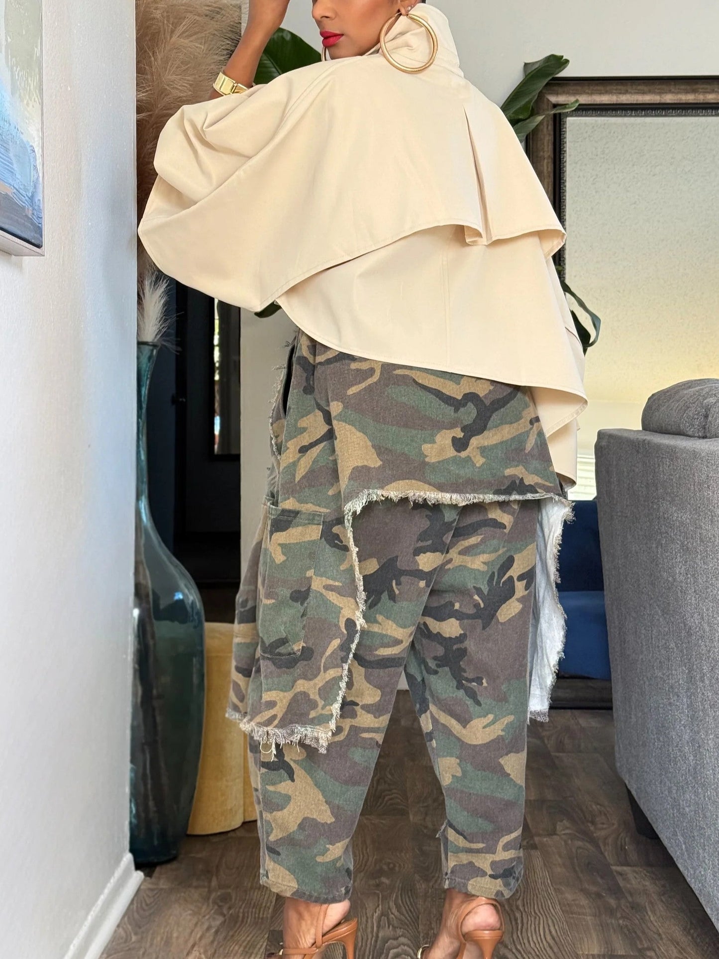 Camouflage Denim Harem Pants