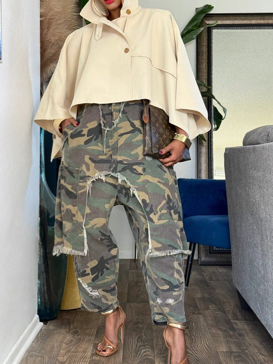 Camouflage Denim Harem Pants