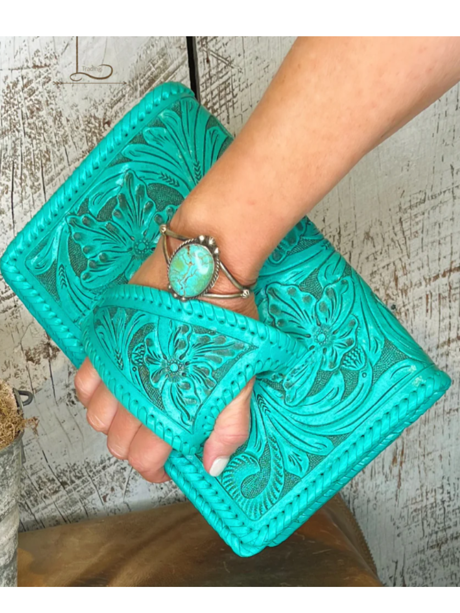 Floral Leather Glover Handle Bag