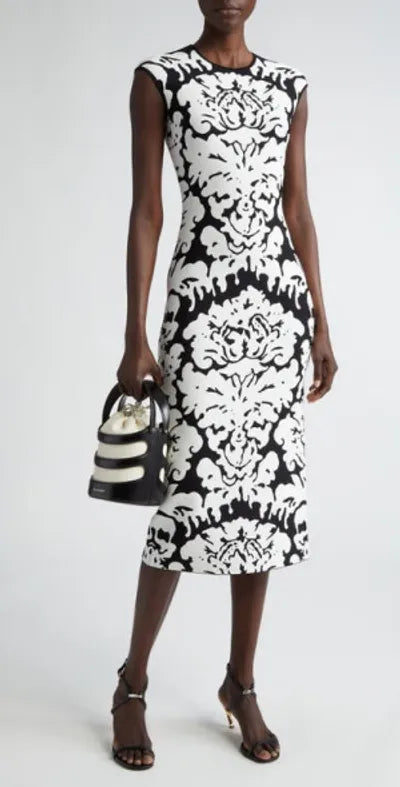 Jacquard Knit Sleeveless Midi Dress