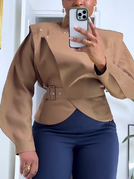 Curved Sleeve Metal Button Coat